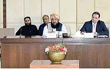 Senator Moulana Abdul Ghafoor Haideri, Chairman Senate standing committee on Religious Affairs and Inter-Faith Harmony presiding over a meeting of the committee at Parliament House