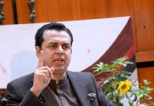 Central Leader of Pakistan Muslim League-N (PML-N) Muhammad Talal Chaudhary addressing a press conference
