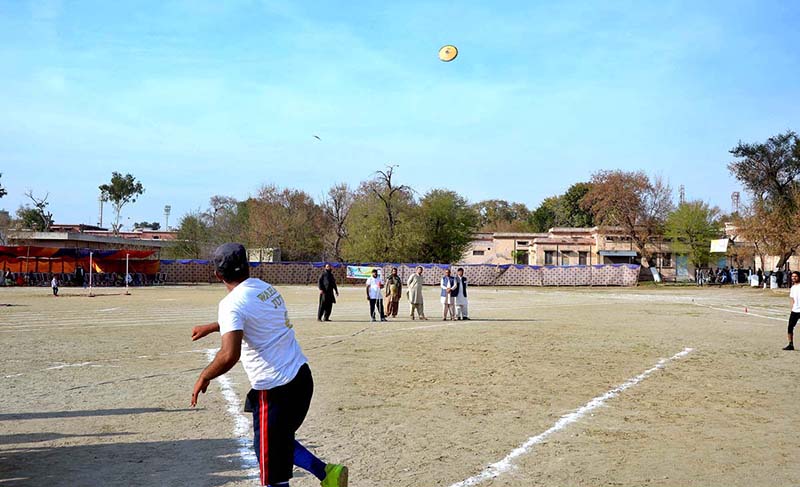 Students are participating in high jump competition during the annual competitions of Government Graduate College Attock