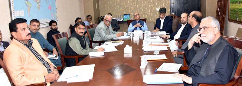 Senator Irfan-Ul-Haque Siddiqui convener Sub-Committee of the Senate Standing Committee on Information and Broadcasting presiding over a meeting of the Committee at Parliament House