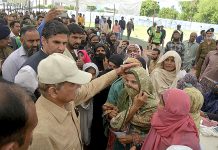 Prime Minister Muhammad Shehbaz Sharif visits free flour distribution point established as part of Prime Minister’s Ramzan Relief Package for deserving families