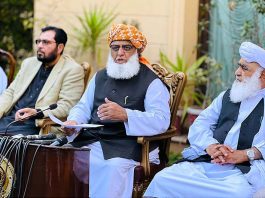 President Pakistan Democratic Movement (PDM) Maulana Fazalur Rehman addressing a press conference