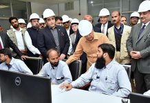 Prime Minister Muhammad Shehbaz Sharif interacts with the engineers working at the 330MW Thai Nova Electric Power Plant Site