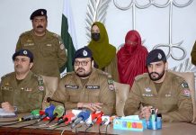 SSP Operations Muhammad Arsalan addressing a press conference at Police Lines regarding drug recovery