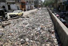 A view of pile of garbage in the drain that needs the attention of concerned authorities at Goods Naka area