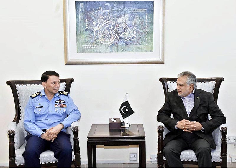 Air Marshal Mr. Ghulam Abbas Ghumman, SI(M) called on Federal Minister for Finance and Revenue Senator Mohammad Ishaq Dar at Finance Division in Federal Capital