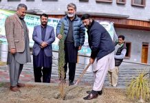 Secretary Gilgit-Baltistan Assembly Abdul Razaq planting a tree at Assembly Secretariat