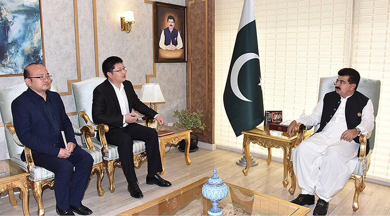 Chinese Business Delegation led by Zhang Zhijun President Mcc Resources Development Company LTD. (MRDL) in a meeting with chairman Senate Muhammad Sadiq Sanjrani at Parliament House