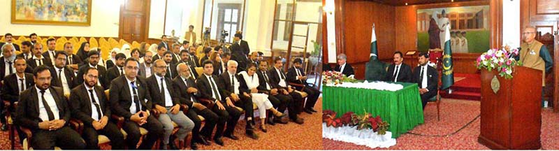 President Dr. Arif Alvi addressing the Seminar on "Rule of Law" at Governor House