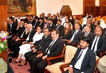 President Dr. Arif Alvi addressing the Seminar on "Rule of Law" at Governor House