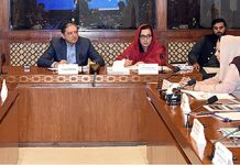Senator Saleem Mandviwalla, Chairman Senate Standing Committee on Finance and Revenue presiding over a meeting of the committee at Parliament House