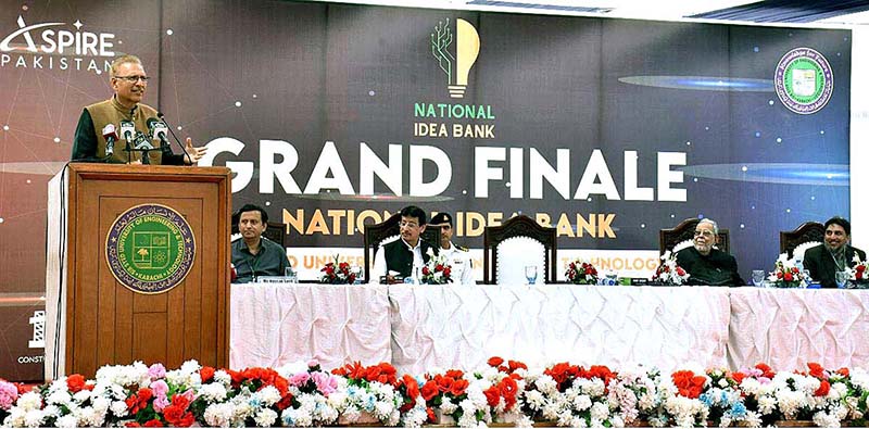 President Dr.Arif Alvi addressing the closing Ceremony of the National level competition of National Idea Bank 2022