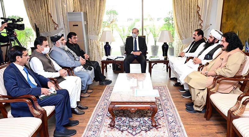 A delegation of Federal Ministers and MNAs hailing from erstwhile FATA calls on Prime Minister Muhammad Shehbaz Sharif in Islamabad