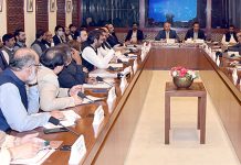 Senator Mohsin Aziz, Chairman Senate Standing Committee on Interior presiding over a meeting of the committee at Parliament House