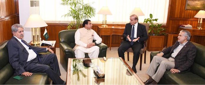 Prime Minister Muhammad Shehbaz Sharif meets Speaker National Assembly Raja Parvez Ashraf at Parliament House