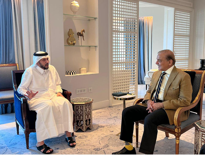 The CEO of Qatar Investment Authority Mr Mansoor Ebrahim Al-Mahmoud calls on Prime Minister Muhammad Shehbaz Sharif