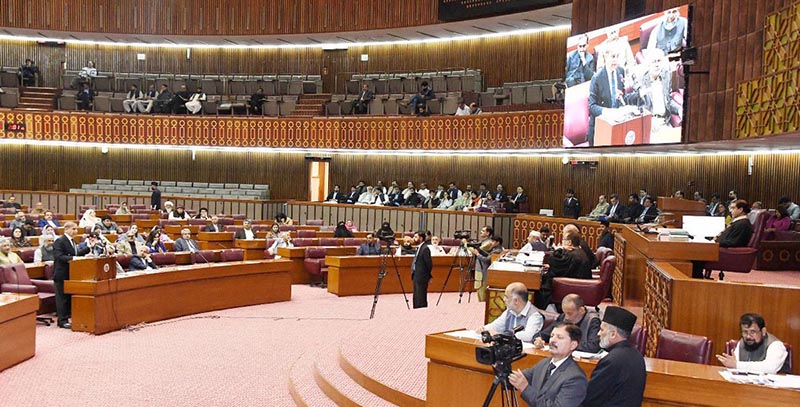 Prime Minister Muhammad Shehbaz Sharif addresses the National Assembly session