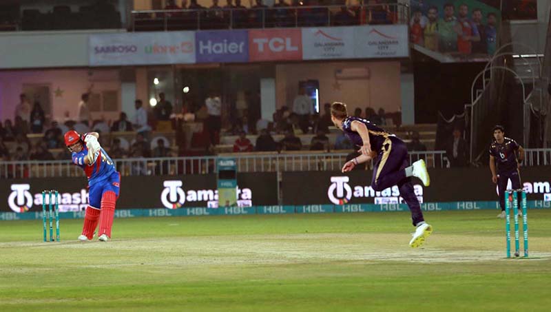 A view of cricket match between Karachi Kings and Quetta Gladiators teams during PSL 8 T20 cricket match at Rawalpindi Cricket Stadium