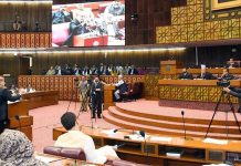 Prime Minister Muhammad Shehbaz Sharif addresses the National Assembly session