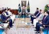 A delegation of MQM Pakistan comprising Convener Khalid Maqbool Siddiqui and Federal Minister for IT, Syed Amin ul Haque calls on Prime Minister Muhammad Shehbaz Sharif