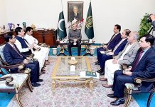 A delegation of MQM Pakistan comprising Convener Khalid Maqbool Siddiqui and Federal Minister for IT, Syed Amin ul Haque calls on Prime Minister Muhammad Shehbaz Sharif
