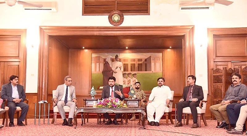 Governor of Sindh Kamran Khan Tessori addressing a press conference during the inauguration ceremony of 7th Census at Governor House