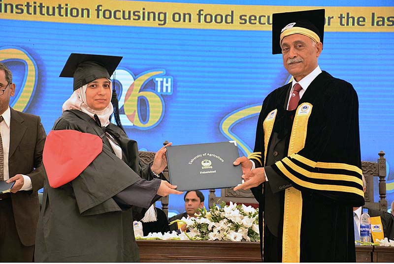 Vice Chancellor UAF Prof Dr Iqrar Ahmad Khan is confers medals during 26th Convocation of the University of Agriculture Faisalabad