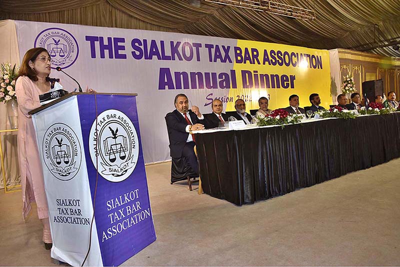 Chief Commissioner Inland Revenue RTO Sialkot, Syeda Noreen Zahra addressing AGM of Tax Bar Association