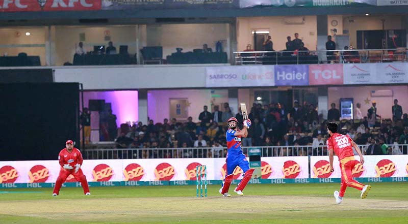 A view of cricket match between Islamabad United and Karachi Kings teams during PSL 8 T20 cricket match at Rawalpindi Cricket Stadium