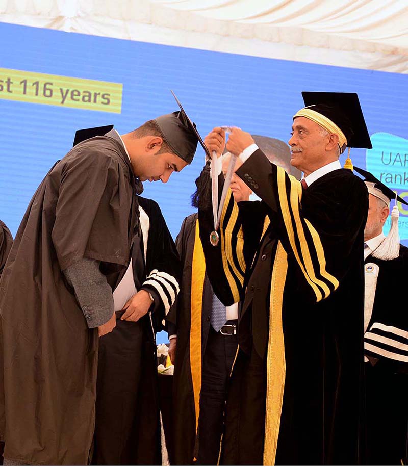 Vice Chancellor UAF Prof Dr Iqrar Ahmad Khan is confers medals during 26th Convocation of the University of Agriculture Faisalabad