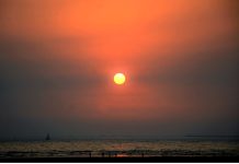 An attractive view of sunset at sea view in the Provincial Capital City