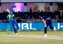 A view of cricket match between Quetta gladiators & Multan sultans during PSL 8 T20 cricket match at Pindi Cricket Stadium