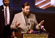 Governor Punjab Muhammad Baligh-ur-Rehman addressing after distributing “ National Engineering Excellence Award at Expo center “during a function on the World Engineering Day for Sustainable Development proclaimed by UNESCO at its 40th General Conference in 2019. It is celebrated worldwide on 4th March of each year since 2020