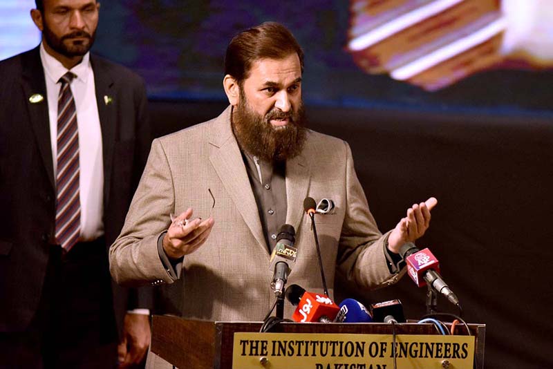 Governor Punjab Muhammad Baligh-ur-Rehman addressing after distributing “ National Engineering Excellence Award at Expo center “during a function on the World Engineering Day for Sustainable Development proclaimed by UNESCO at its 40th General Conference in 2019. It is celebrated worldwide on 4th March of each year since 2020