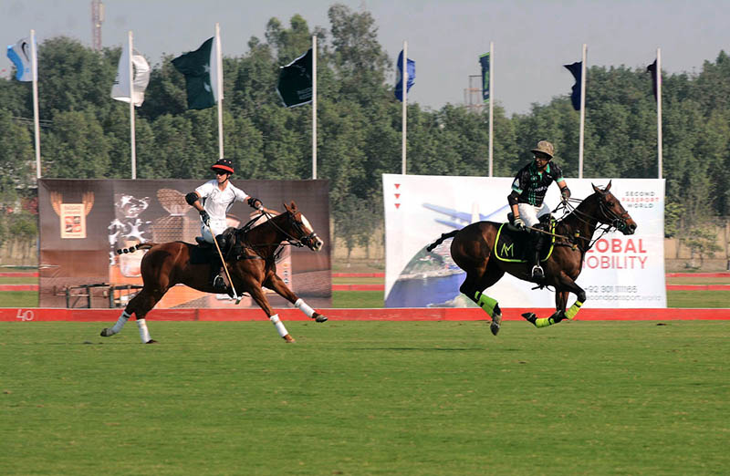 <em>Players in action during final polo match at pink polo club DHA</em>