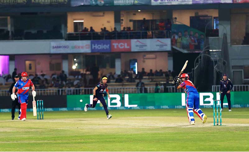A view of cricket match between Karachi Kings and Quetta Gladiators teams during PSL 8 T20 cricket match at Rawalpindi Cricket Stadium