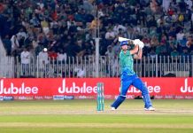 A view of cricket match between Quetta gladiators & Multan sultans during PSL 8 T20 cricket match at Pindi Cricket Stadium