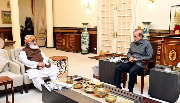 President Jamiat Ulema e Islam (F) Maulana Fazal ur Rehman calls on Prime Minister Muhammad Shehbaz Sharif