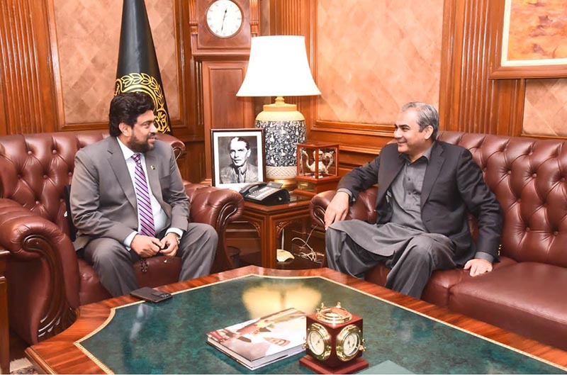 Governer Sindh Kamran Tessori meets caretaker Chief Minister Punjab, Mohsin Naqvi at Governor House