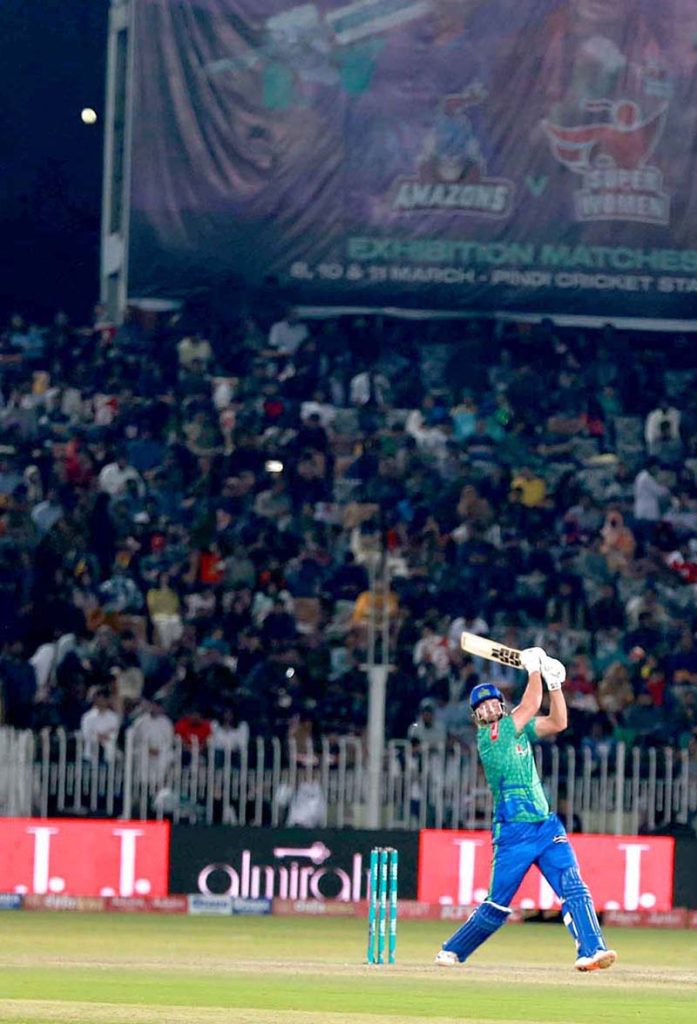 A view of cricket match between Quetta gladiators & Multan sultans during PSL 8 T20 cricket match at Pindi Cricket Stadium