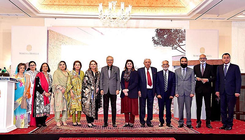 President Dr. Arif Alvi and First Lady Begum Samina Arif Alvi in a group photo with the Board of Governors of Behbud Maternal and Children Hospital Rawalpindi