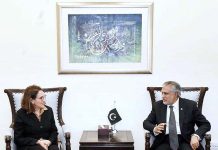 Ms. Asmaa Resmouki, President International Federation of Accountants (IFAC) called on Federal Minister for Finance and Revenue, Senator Mohammad Ishaq Dar at Finance Division