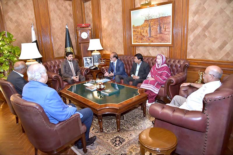 A delegation of National Forum for Environment and Health led by Naeem Qureshi call on Sindh Governor Kamran Tessori at Governor House