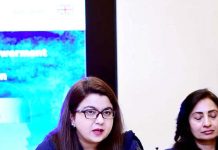Special Assistant to the Prime Minister on Youth Affairs, Miss Shaza Fatima Khawaja while speaking at an event organized by British High Commission's REMIT programme