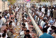 A large number of people are participating in the Iftar party given by PPP Chairman and Foreign Minister Bilawal Bhutto Zardari at Qaim Shah Bukhari Road