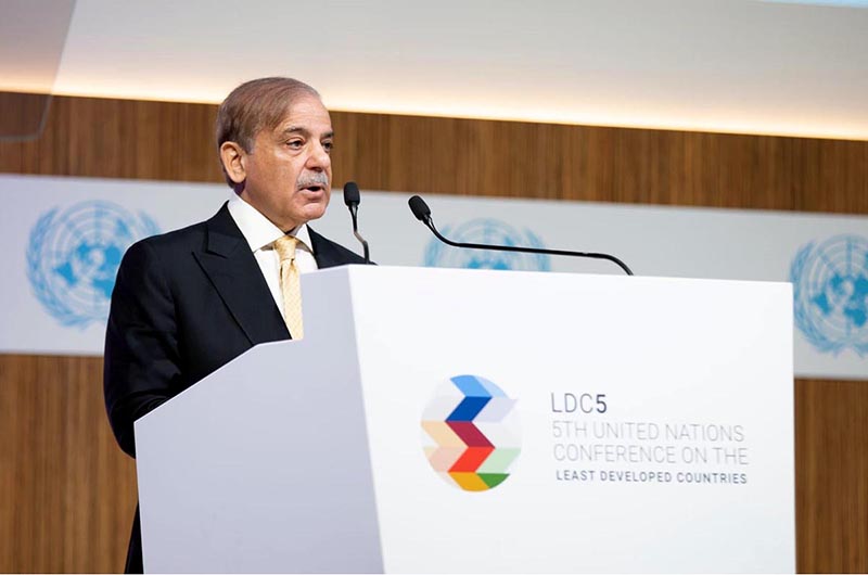 Prime Minister Muhammad Shehbaz Sharif addressing UN Least Developed Countries Conference