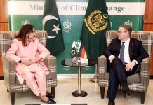 Minister of State at the German Foreign Office, H.E. Dr. Tobias Lindner called on Federal Minister for Climate Change Senator Sherry Rehman at the Ministry of Climate Change
