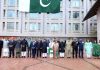 The Officers and officials of Embassy of Pakistan, Washington DC during flag hoisting ceremony on Pakistan Day