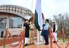 Ambassador Masood Khan hoisting national flag to mark Pakistan Day during a ceremony at Embassy of Pakistan Washington DC