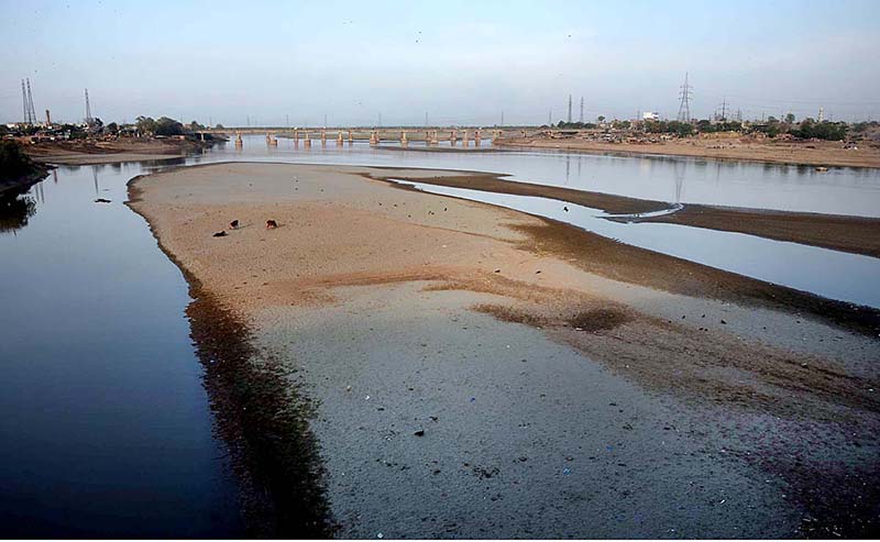 A view of different dry area of River Ravi as the people celebrating World Water Day. World Water Day observed on 22 March since 1993 when the United Nations General Assembly declared 22 March as World Day for Water. The UN and its member nations devote this day to implementing UN recommendations and promoting concrete activities within their countries regarding the world’s water resources